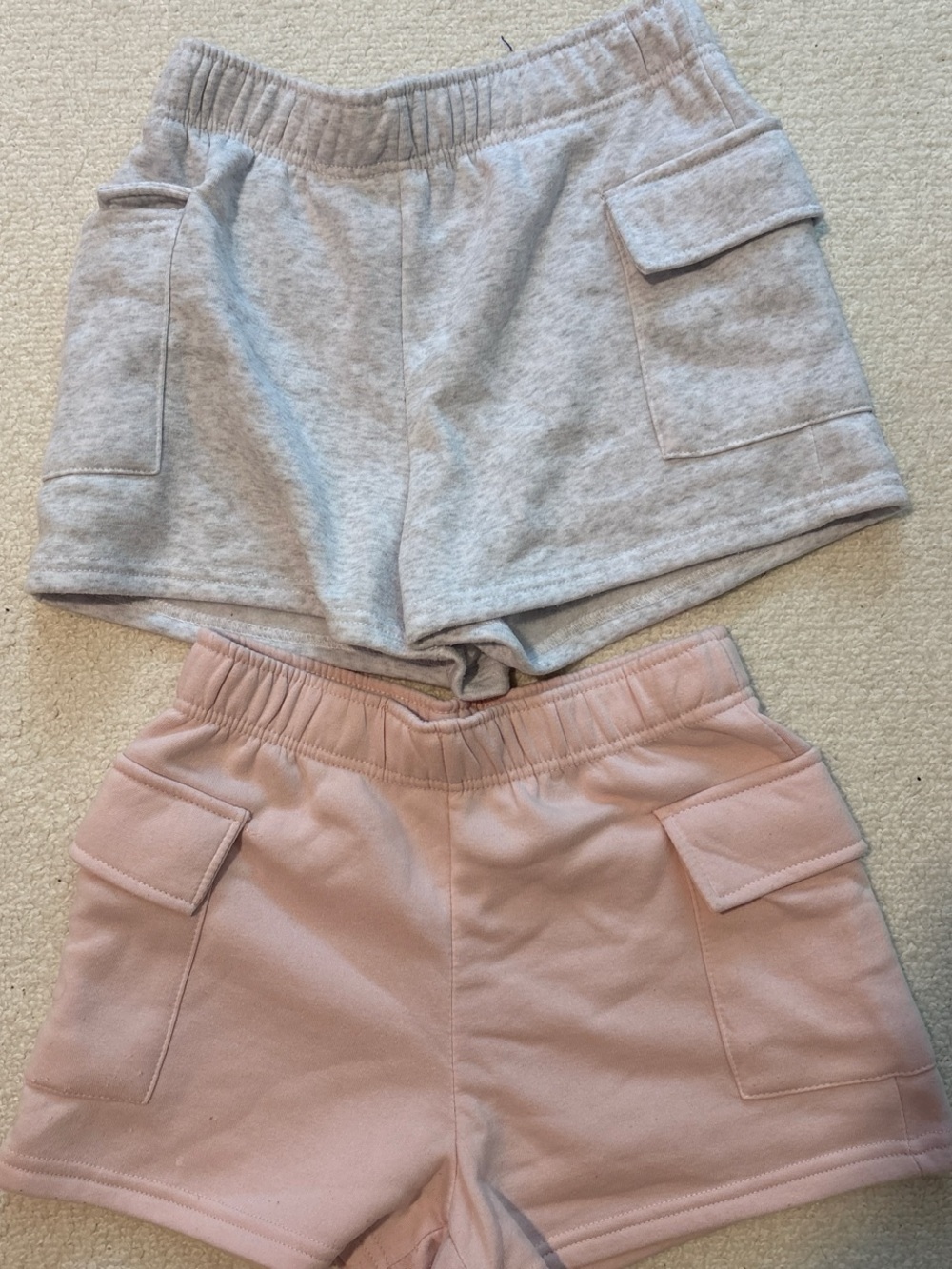 Casual Cargo Shorts - Light Gray & Blush